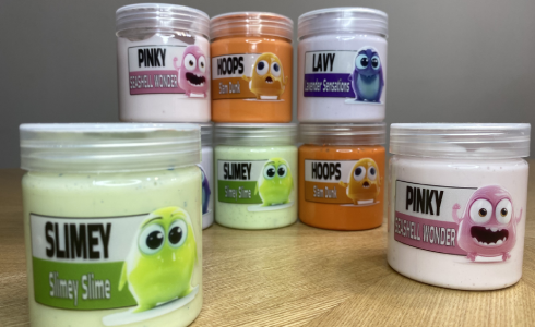 Glossy colorful slime creations at Slime Monsters market