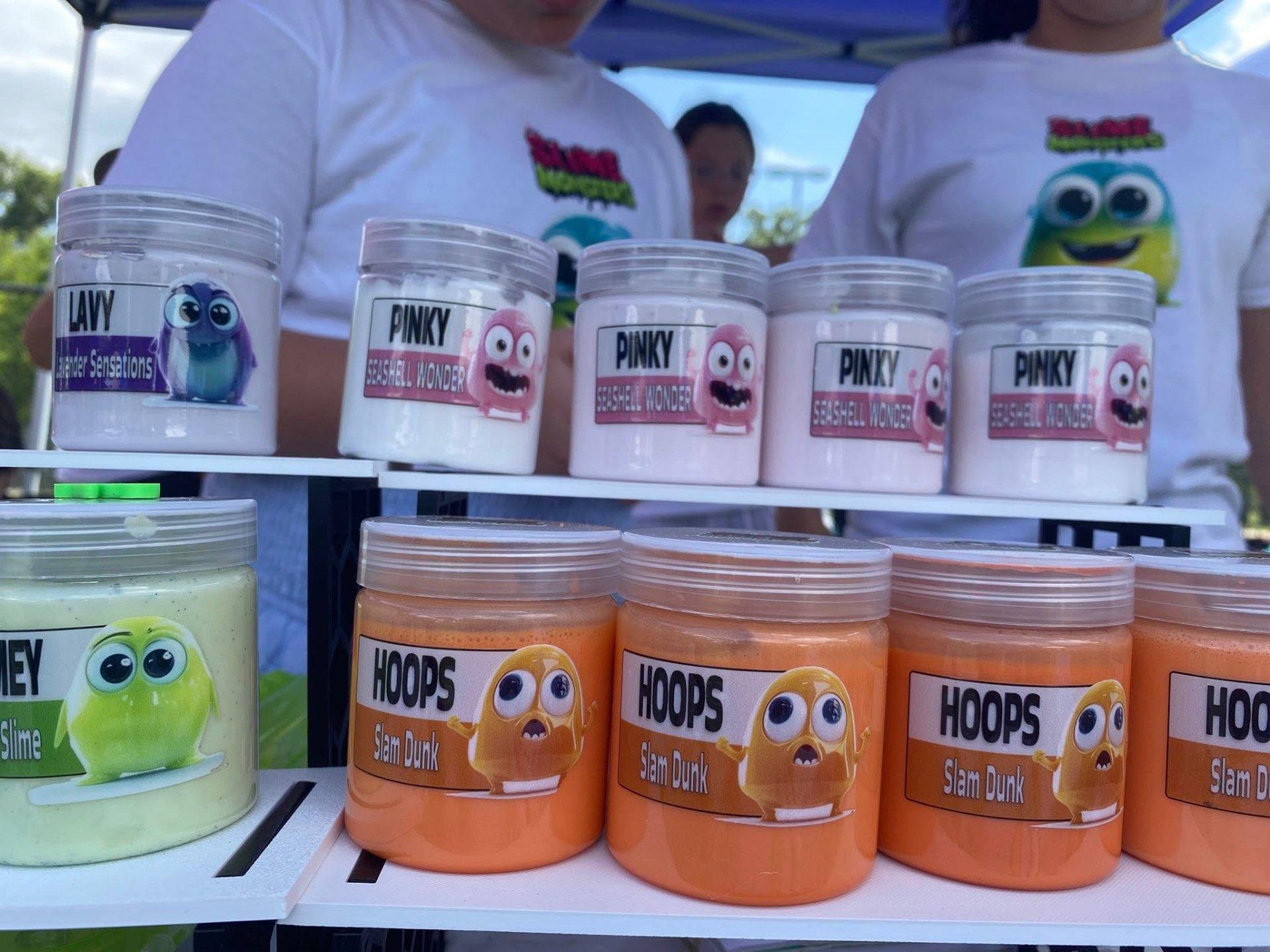 Variety of slime products on display