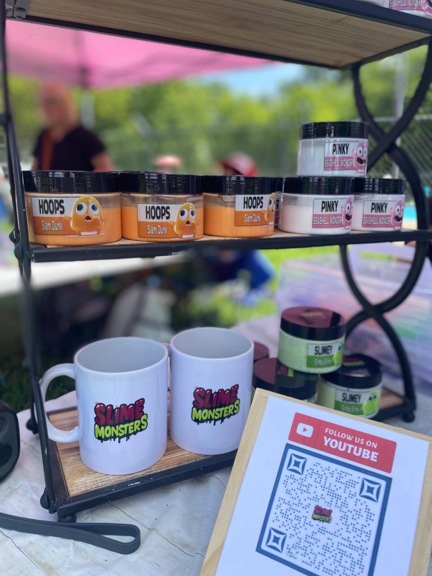 Slime products and branded merchandise display